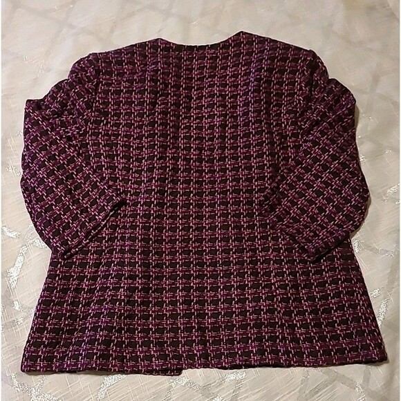 K Studio Collection Sweater Open Cardigan Womens 18 Black Purple Woven Knit - Picture 9 of 14